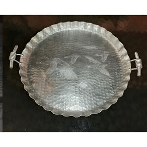 HAND FORGED ALUMINUM TRAY WITH GEESE